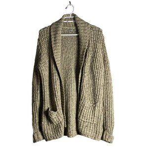 Temperance Women's Tan Metallic Chunky Knit Open Front Cardigan